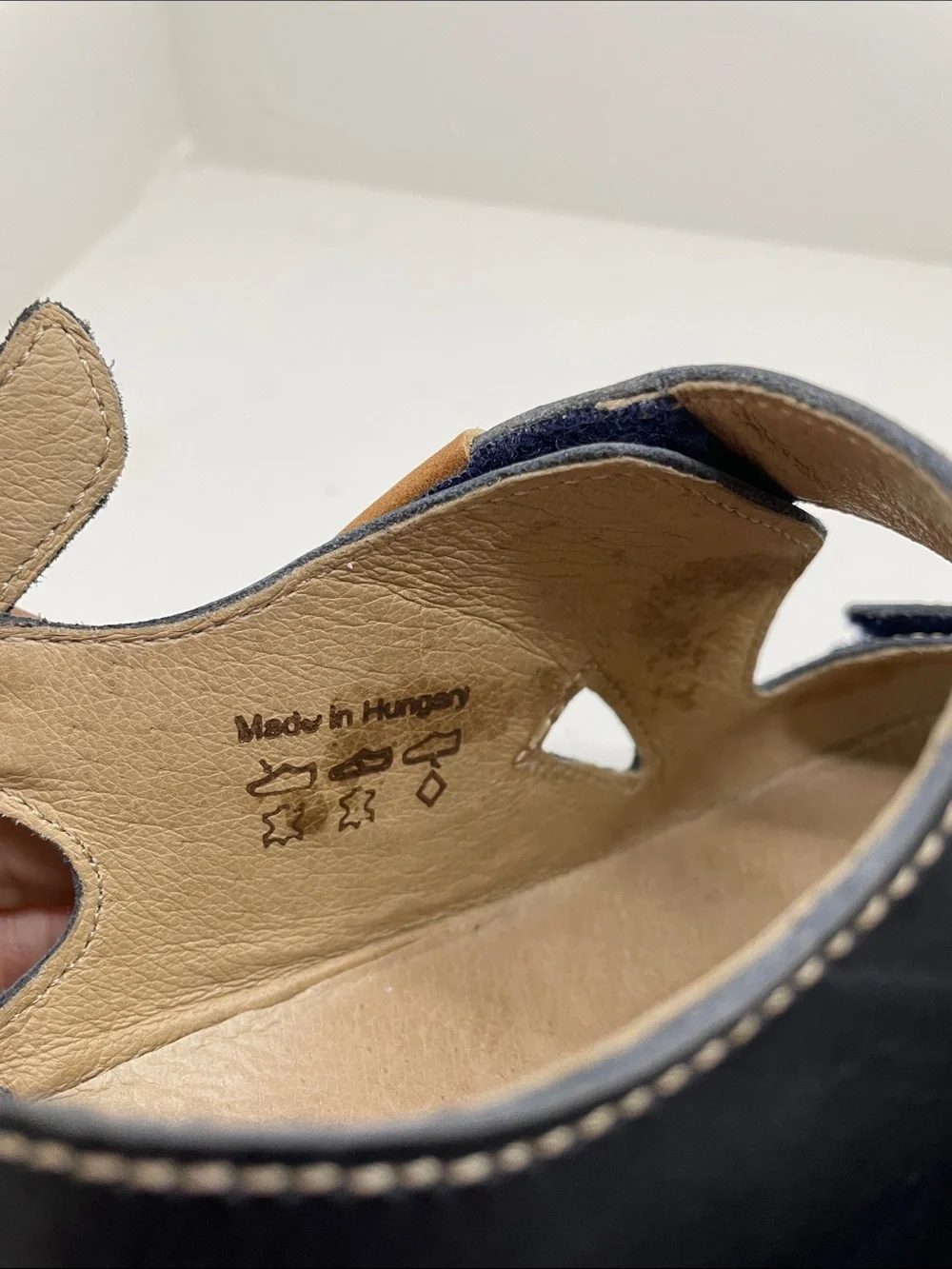 Josef Seibel Navy Leather Adjustable Slingback Sandals